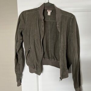 Massimo Green Sage Khaki Soft Bomber Jacket